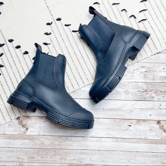 Ganni Recycled Rubber City Boots Black Size 37 7 - Picture 2 of 6